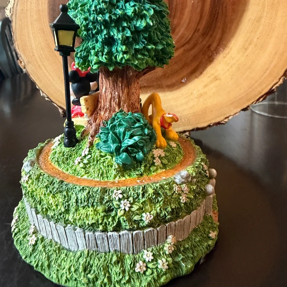 Vintage Disney: Mickey, Minnie & Pluto in Park With Bell Jar/Dome (Pluto Damage) - Picture 8 of 12